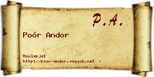 Poór Andor névjegykártya